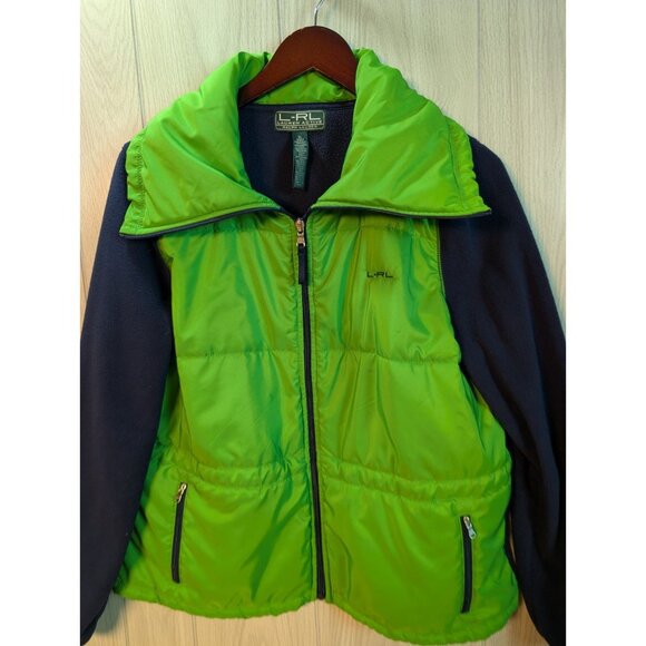 Lauren Ralph Lauren Women’s Active Hi Neck Puffer Coat Green Blue Size XL Fleece - Picture 2 of 6